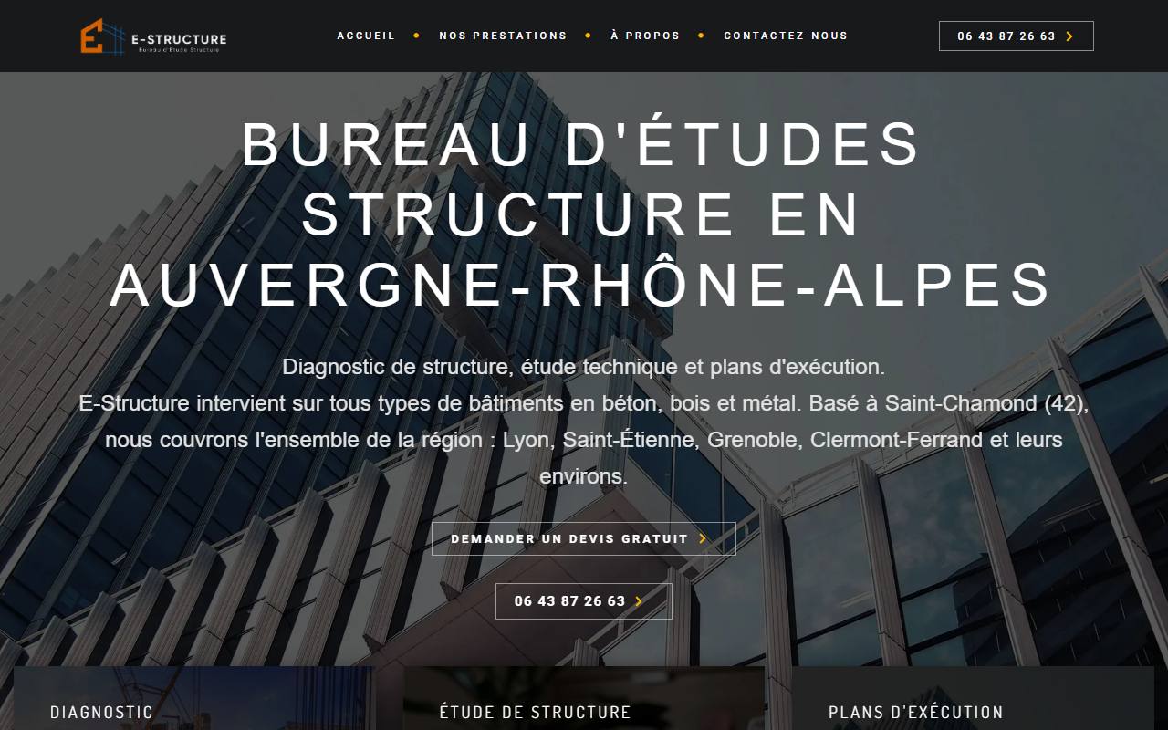Aperçu du site web d'E-Structure